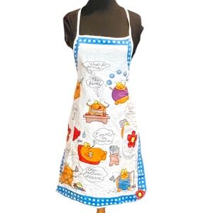 White Printed Retro‎ Cartoonish Apron, Multi, One size, NWOT